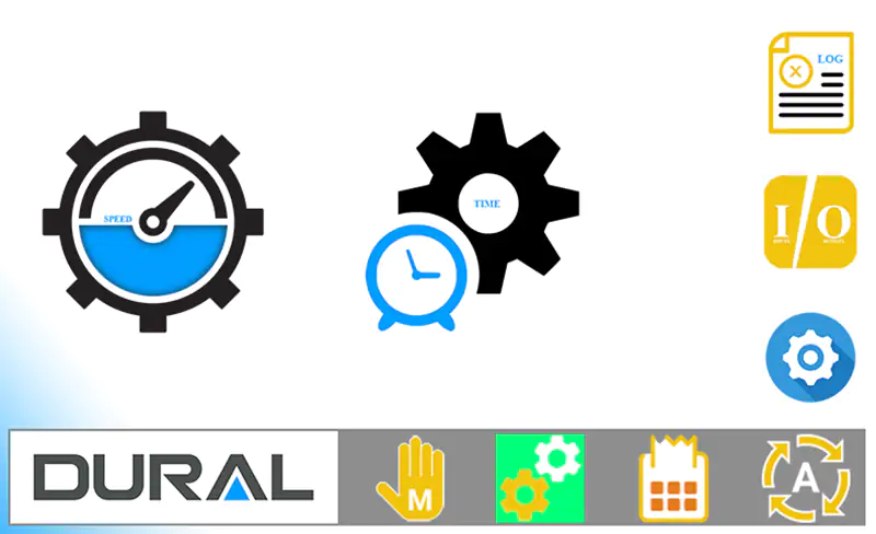 Speed time log and I/O settings page in MyDural NC Controller